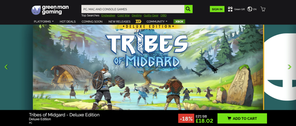 Green Man Gaming Homepage
