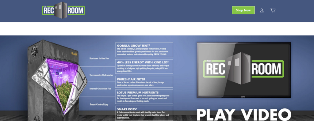 Grow Rec Room Homepage Screenshot