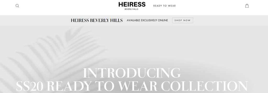 Heiress Beverly Hills Homepage Screenshot