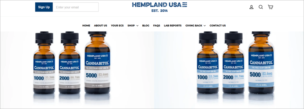 Hempland Homepage Screenshot