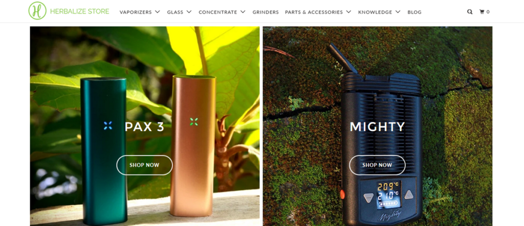 Herbalize Store Homepage Screenshot