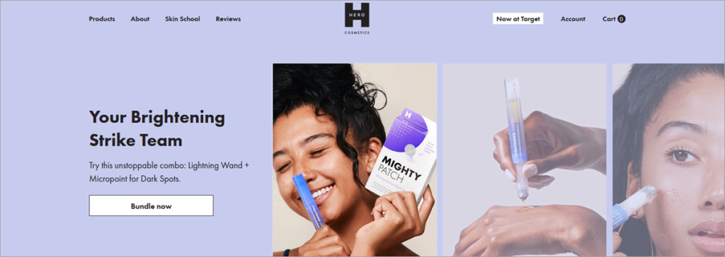 Hero Cosmetics Homepage Screenshots