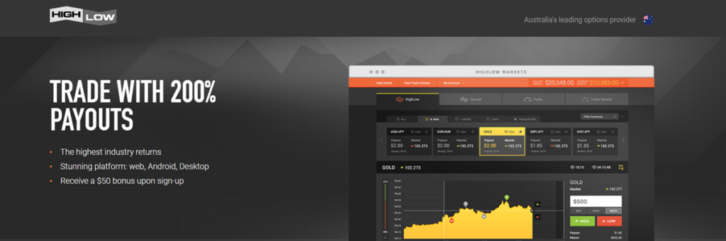 High Low Homepage Screenshot