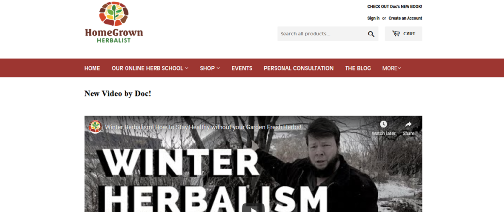 Homegrown Herbalist Homepage Screenshot