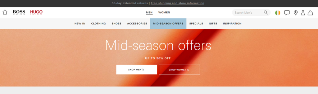 Hugo Boss Homepage Screenshot