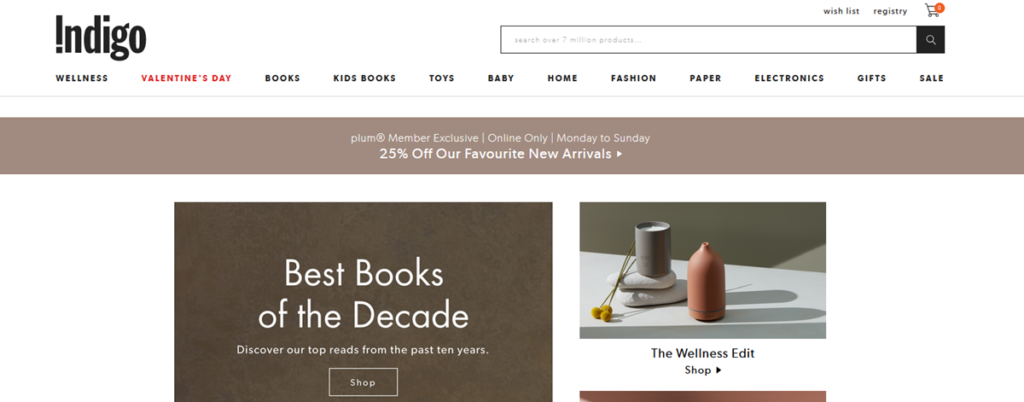 Indigo Books Homepage Screenshot