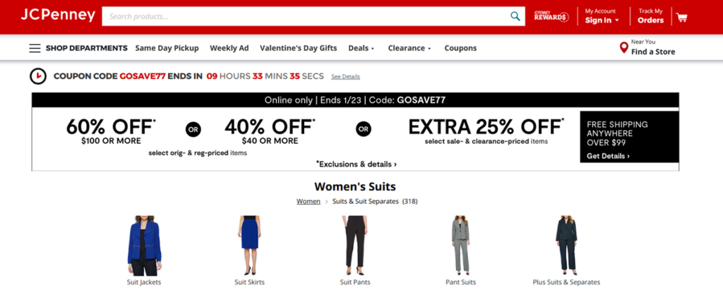 Jc Penny Homepage Screenshot