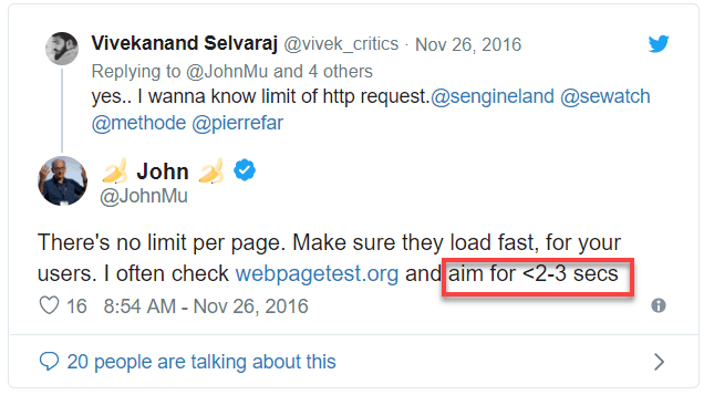 John Muller Tweet On Site Speed