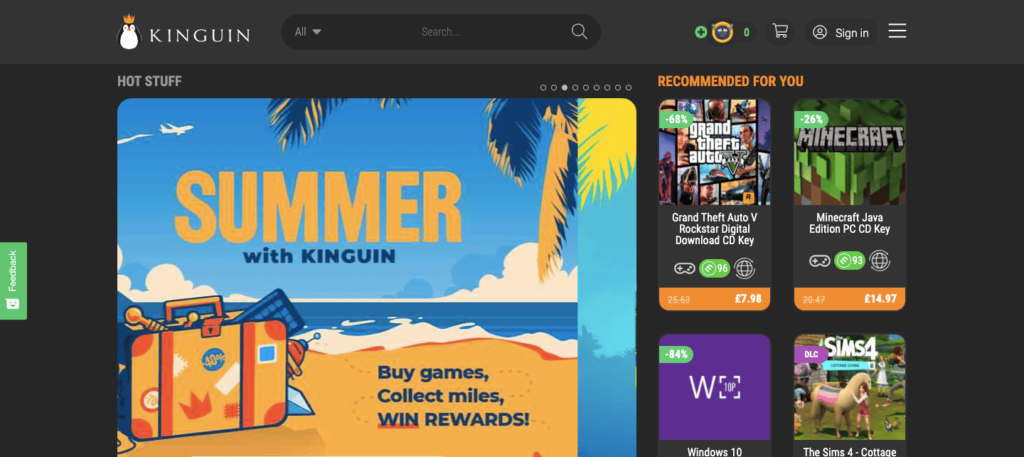 Kinguin Homepage