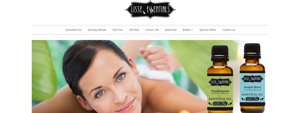 Lisse Essential Oils Homepage Screenshot