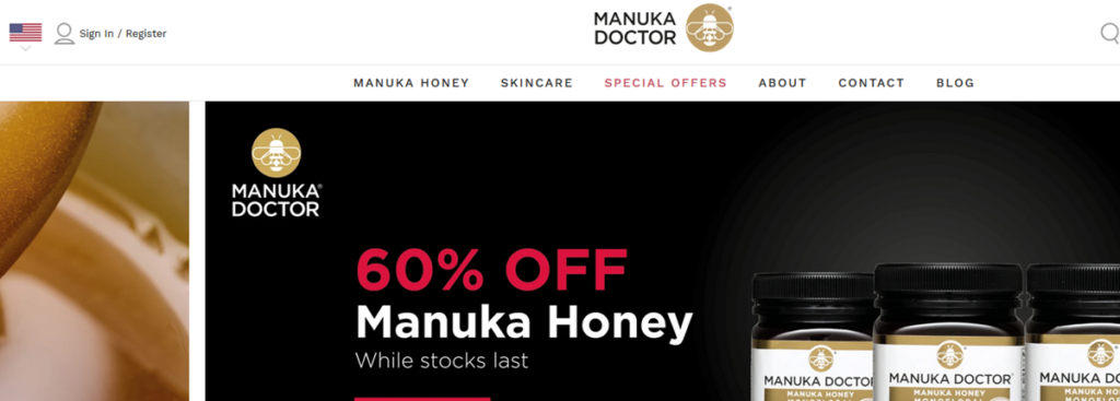 Manuka Doctor Homepage Screenshot