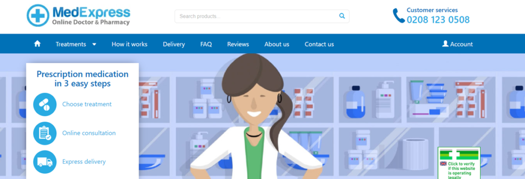 Medexpress Homepage Screenshot