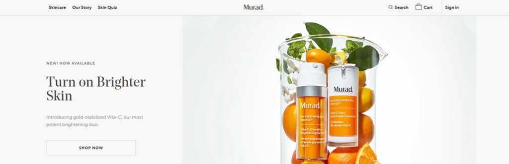 Murad Skincare Homepage Screenshot