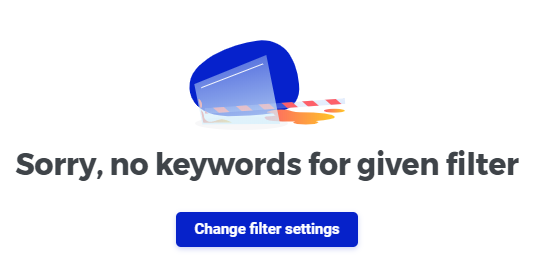 No Keyword For Given Filter Kwfiner