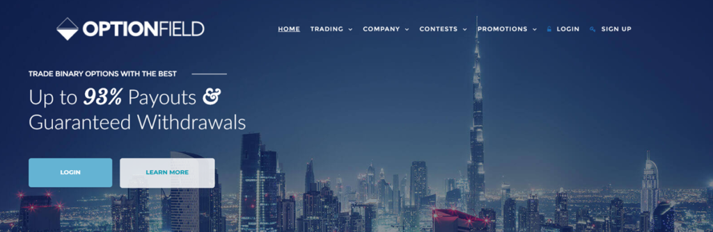 Optionfield Homepage Screenshot