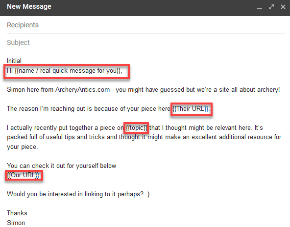 Outreach Email Template Example