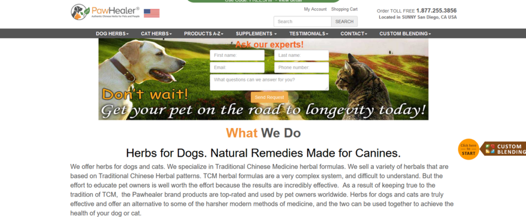 Paw Healer Homepage Screenshot