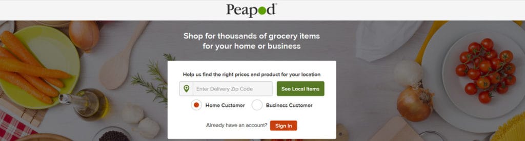 Peapod Groceries Homepage