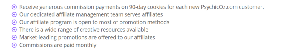 Psychic Oz Affiliate Program Stats