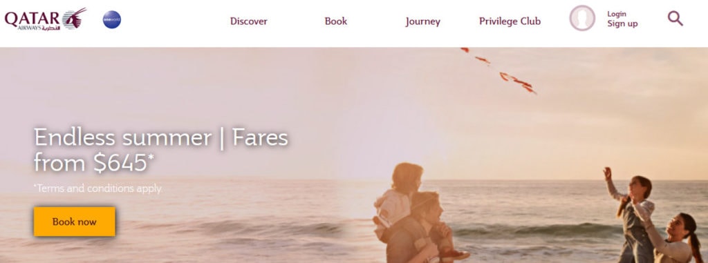 Qatar Airways Homepage