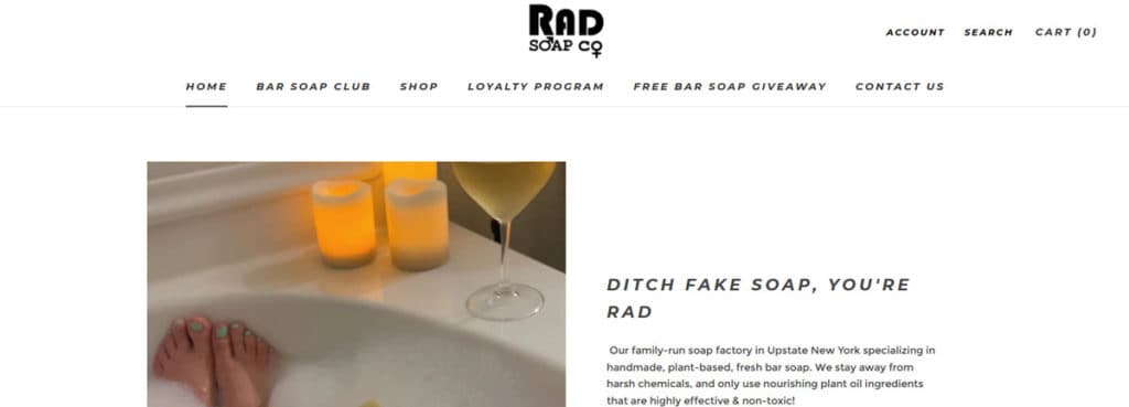 Rad Soap Co Homepage