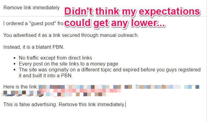'Remove link immediately' email