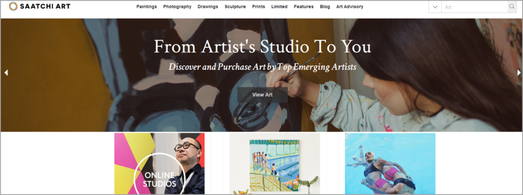 Saatchi Art Homepage Screenshot