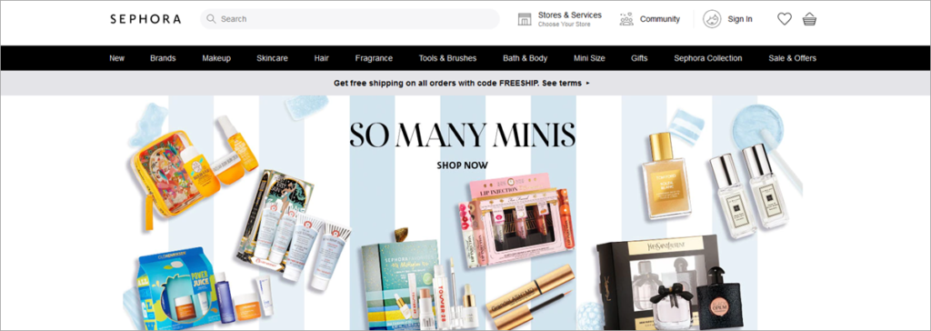 Sephora Homepage Screenshot