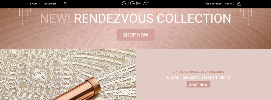 Sigma Beauty Homepage Screenshot