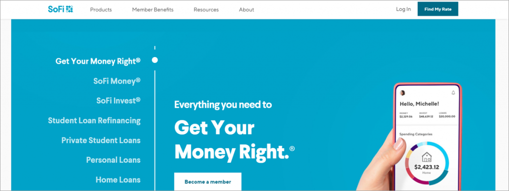 Sofi Homepage Screenshot