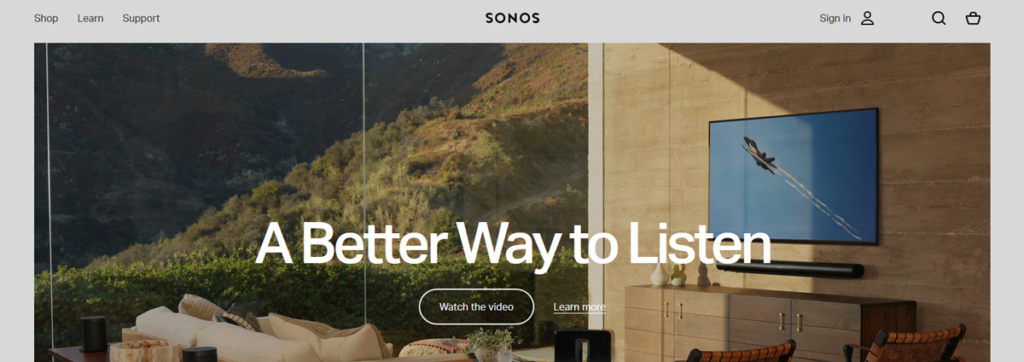 Sonos Homepage Screenshot