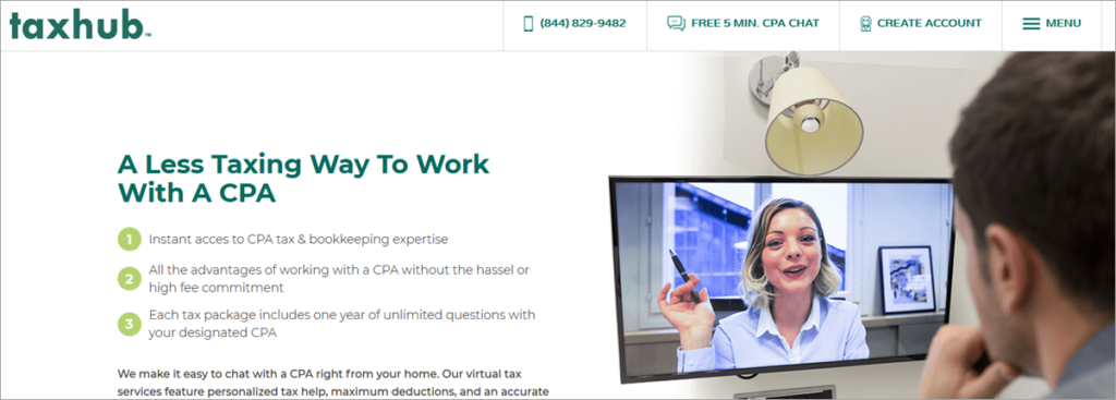 Taxhub Homepage Screenshot