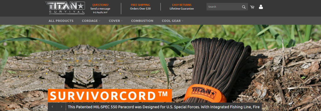 Titan Survival Homepage Screenshot