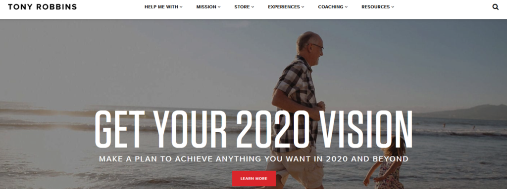 Tony Robbins Homepage Screenshot