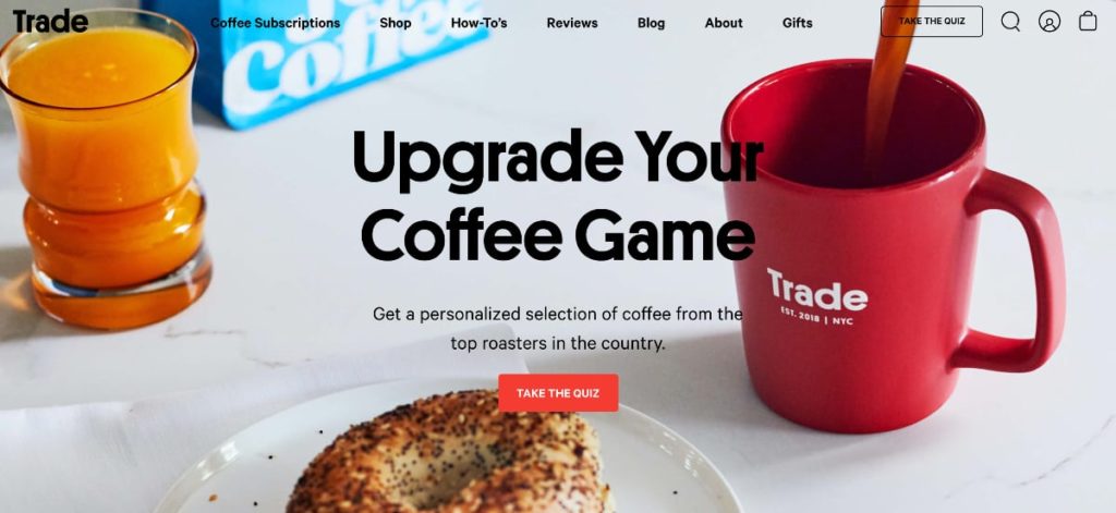 Trade Coffee Homepage