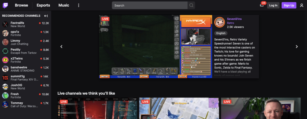 Twitch Homepage