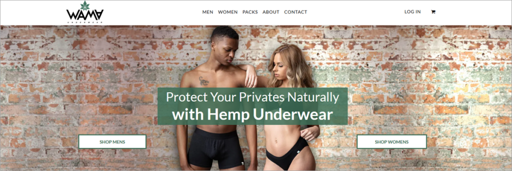 Wama Underwear Homepage Screenshot