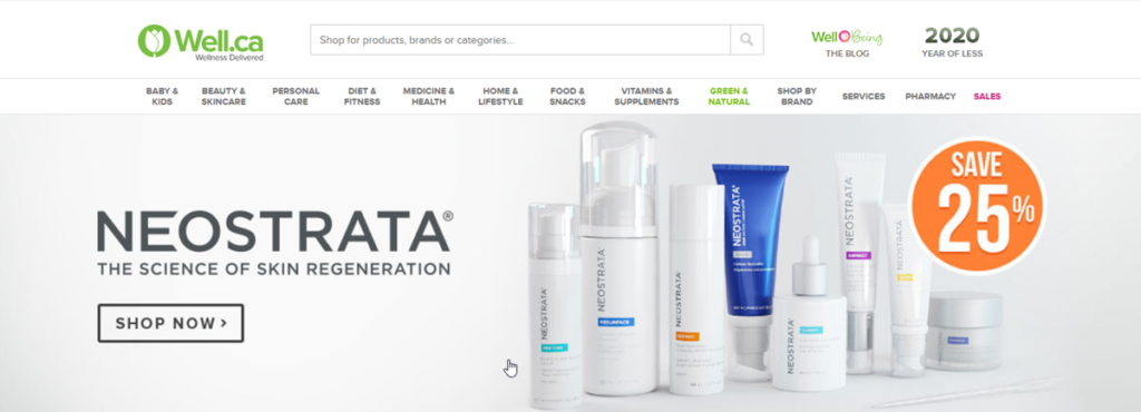 Well.ca Homepage Screenshot