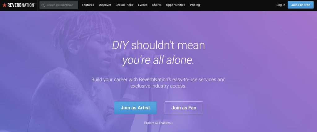 Reverbnation Homepage