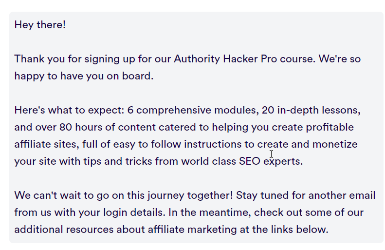 Welcome Email