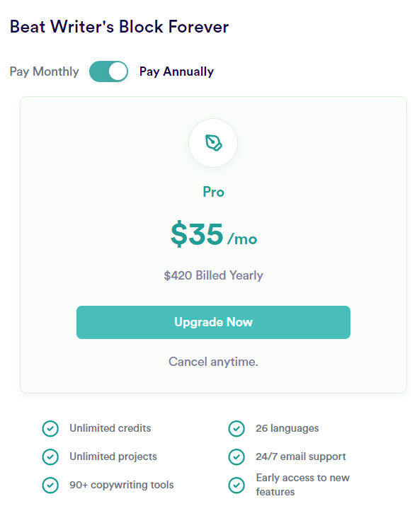 Copy AI Pricing