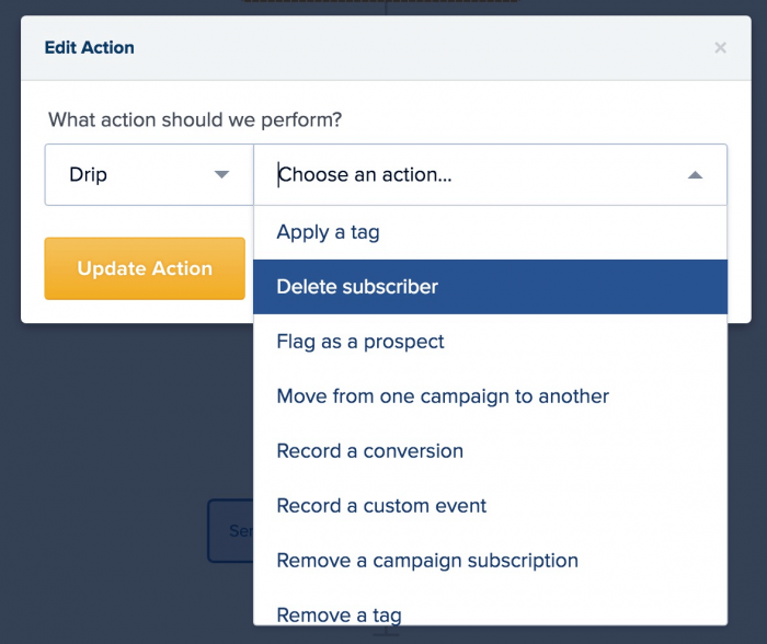 Drip Action Edit Options Drip Action Edit Options