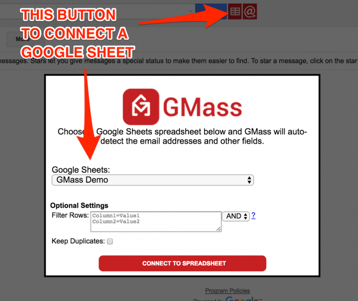 Gmass-Review-10 connecting Google sheet to Gmail