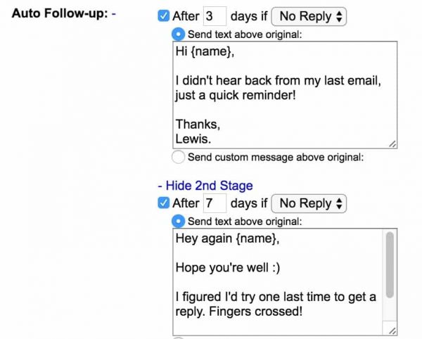 Gmass-Review-11 GMass Auto follow up settings
