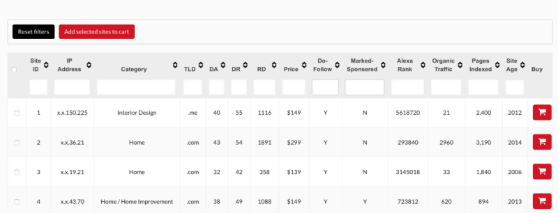 Sites___Pricing_-_Love_To_Link site pricing Love To Link