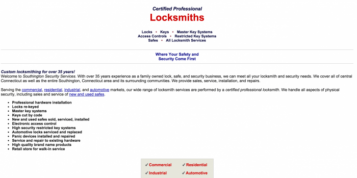 Locksmith website