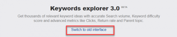 Keywords Explorer Switch Interface Keywords Explorer Switch Interface